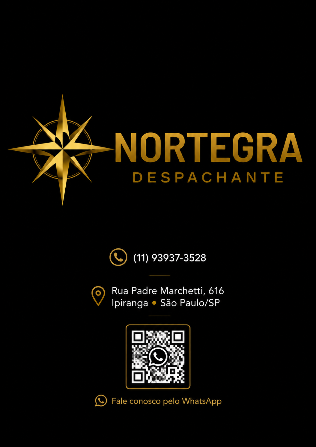 Nortegra Despachante — logo dourado com rosa dos ventos